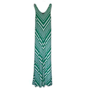 Market Spruce Green and White Striped Chevron Print Maxi Dress Tank Dress M